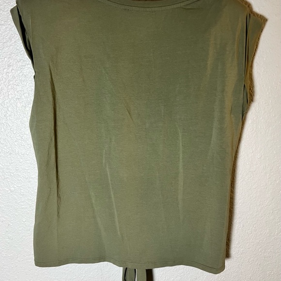 Laundry by Shelli Segal Womens Olive  Green Blouse Size M Tie Front Top - Picture 5 of 10